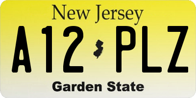 NJ license plate A12PLZ