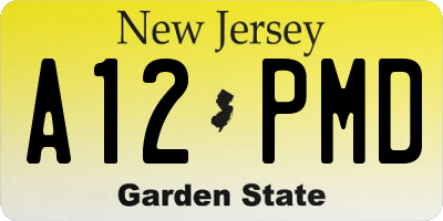 NJ license plate A12PMD
