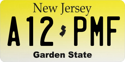NJ license plate A12PMF