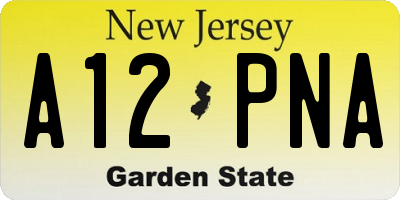 NJ license plate A12PNA