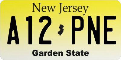 NJ license plate A12PNE