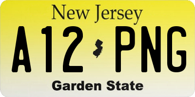 NJ license plate A12PNG