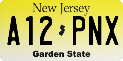 NJ license plate A12PNX