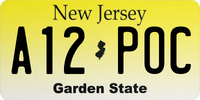 NJ license plate A12POC