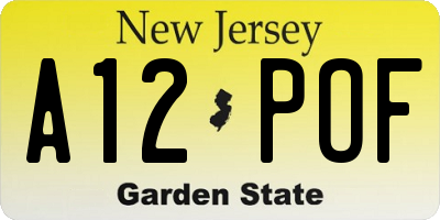 NJ license plate A12POF
