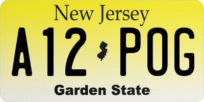 NJ license plate A12POG