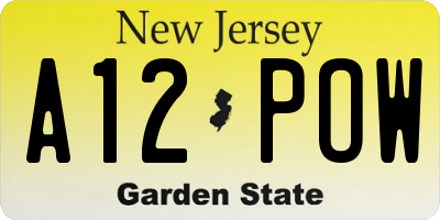 NJ license plate A12POW