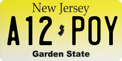 NJ license plate A12POY
