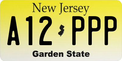 NJ license plate A12PPP
