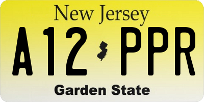 NJ license plate A12PPR