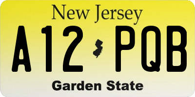 NJ license plate A12PQB