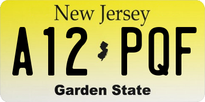 NJ license plate A12PQF