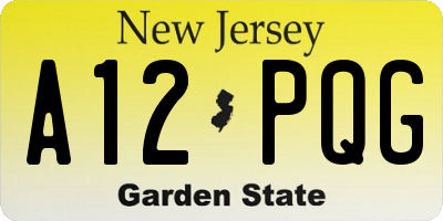 NJ license plate A12PQG