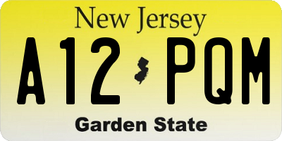 NJ license plate A12PQM