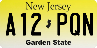 NJ license plate A12PQN