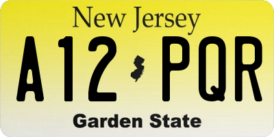 NJ license plate A12PQR