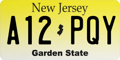 NJ license plate A12PQY
