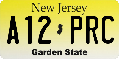 NJ license plate A12PRC
