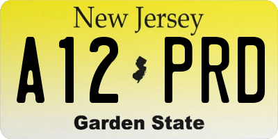 NJ license plate A12PRD