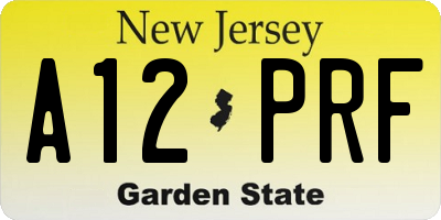 NJ license plate A12PRF