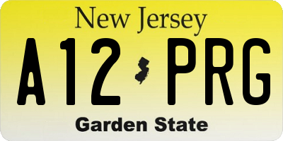 NJ license plate A12PRG