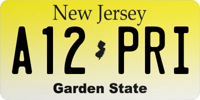 NJ license plate A12PRI