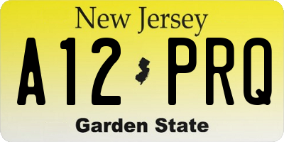 NJ license plate A12PRQ
