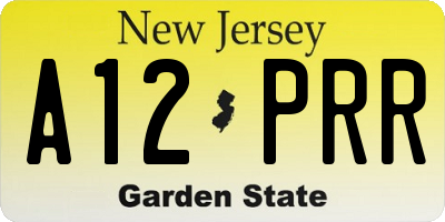 NJ license plate A12PRR