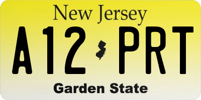 NJ license plate A12PRT