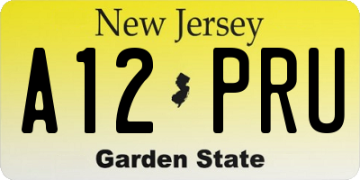 NJ license plate A12PRU
