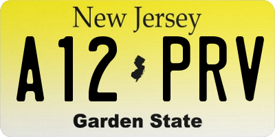 NJ license plate A12PRV