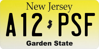 NJ license plate A12PSF