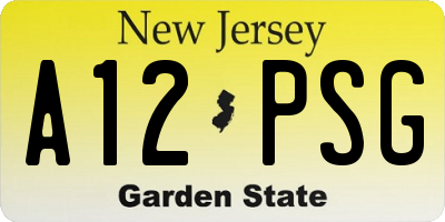NJ license plate A12PSG