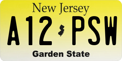 NJ license plate A12PSW