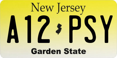NJ license plate A12PSY