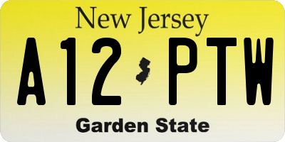 NJ license plate A12PTW