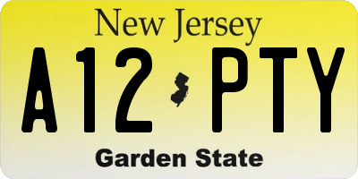 NJ license plate A12PTY