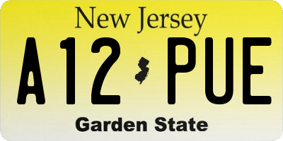NJ license plate A12PUE