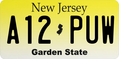 NJ license plate A12PUW
