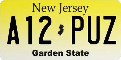 NJ license plate A12PUZ