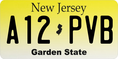 NJ license plate A12PVB