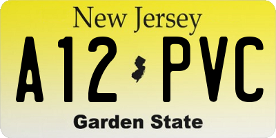 NJ license plate A12PVC