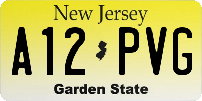 NJ license plate A12PVG