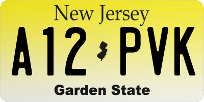 NJ license plate A12PVK