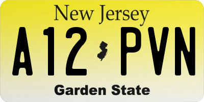 NJ license plate A12PVN