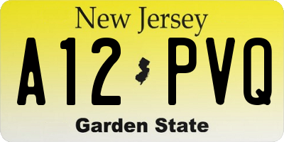 NJ license plate A12PVQ