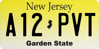 NJ license plate A12PVT