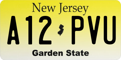 NJ license plate A12PVU