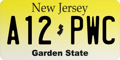 NJ license plate A12PWC