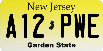 NJ license plate A12PWE